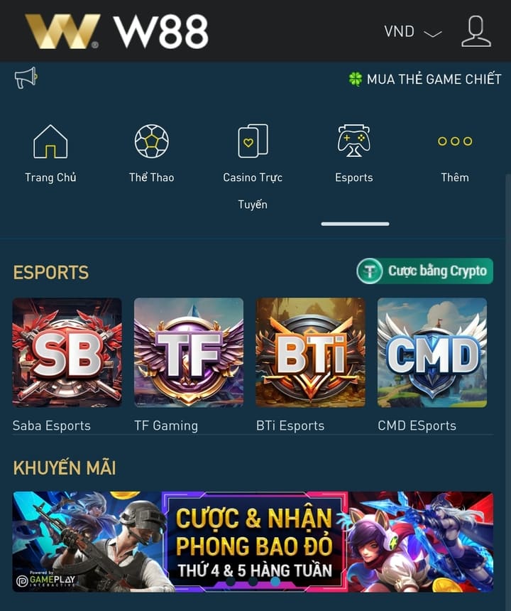 các sảnh cá cược esports W88